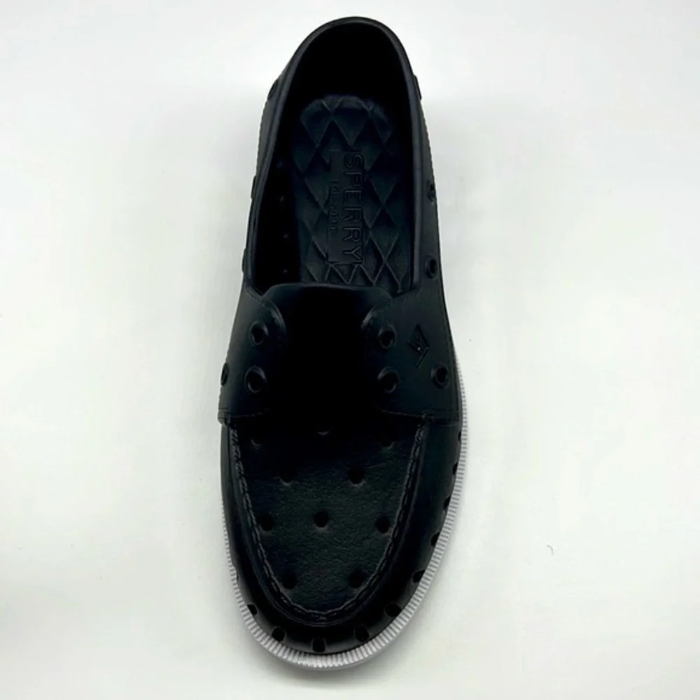 SPERRY - Top - Sider Rubber Black Boat Shoes With Non Marking Mens 6 or Women 8